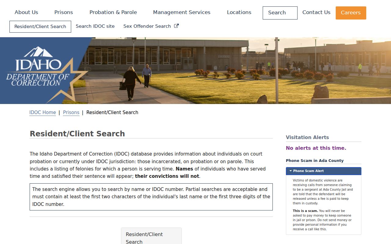 Jefferson County criminal history custody and IDOC search