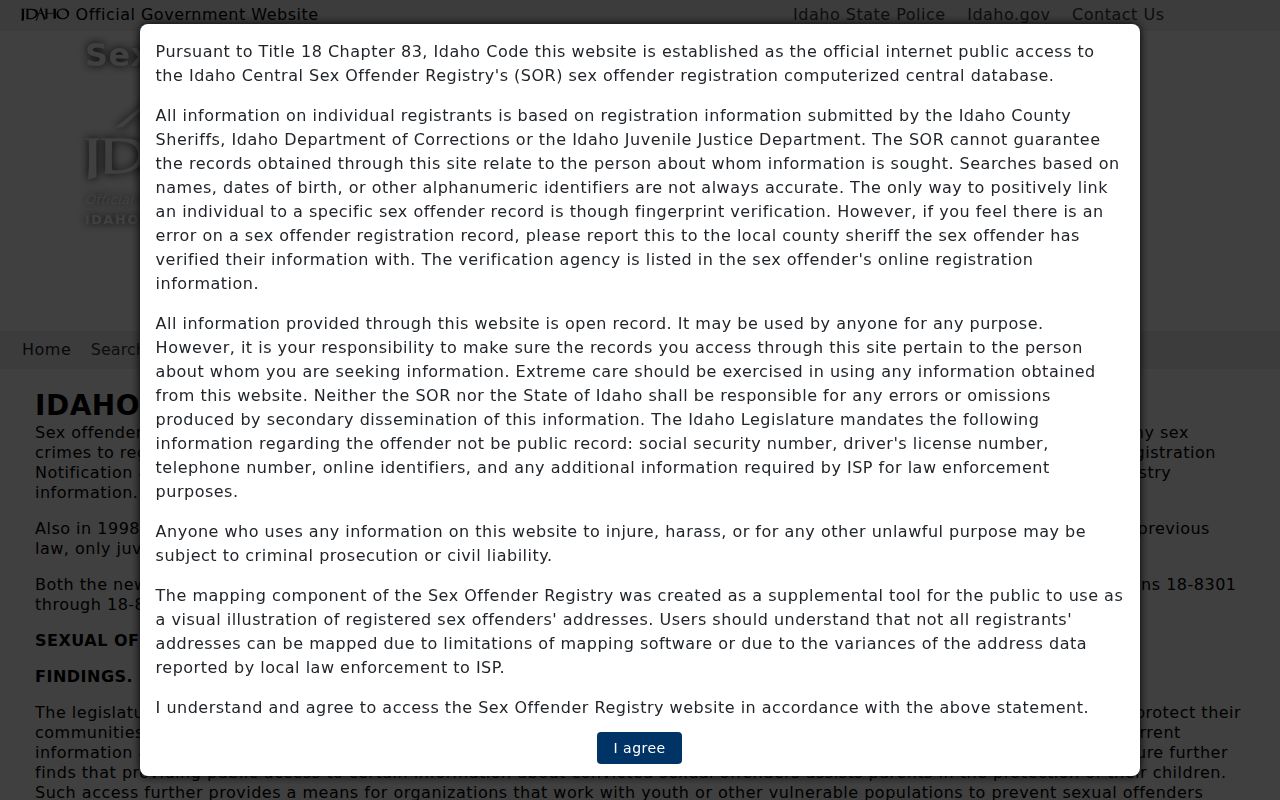 Jefferson County sex offender registry terms and misuse warning