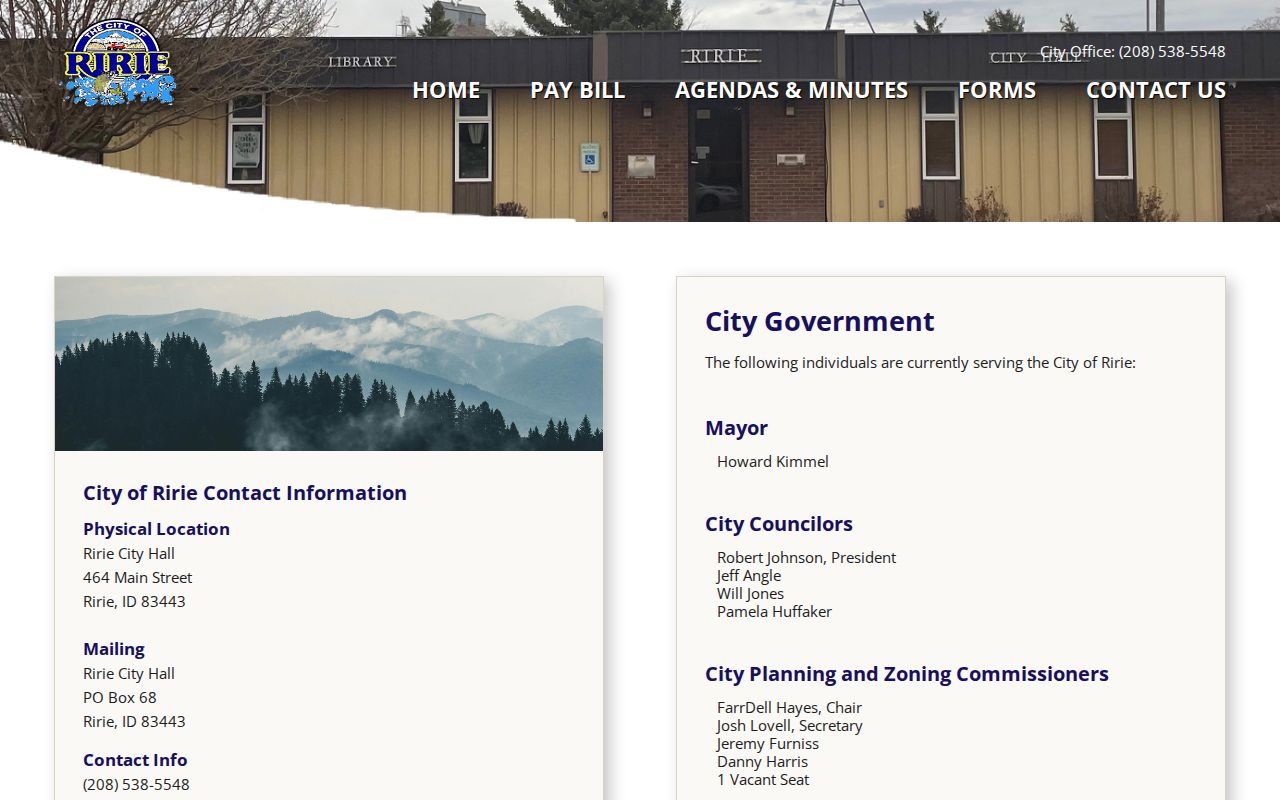 Ririe criminal history city hall contact distinction